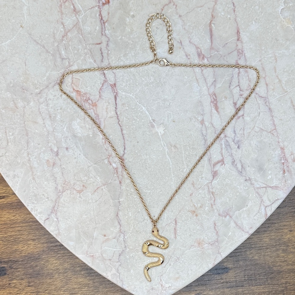Gold Snake Pendant Necklace